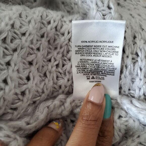 Express Sweater Women's Small Gray Cropped Oversized Chunky Knit - Picture 8 of 9